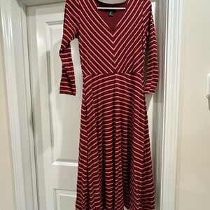 Rachel Zoe Burgundy and Cream Long Sleeve Dress